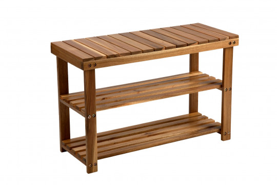 BEEFURNI Rectangular Acacia Wood Shoe Rack Natural Color