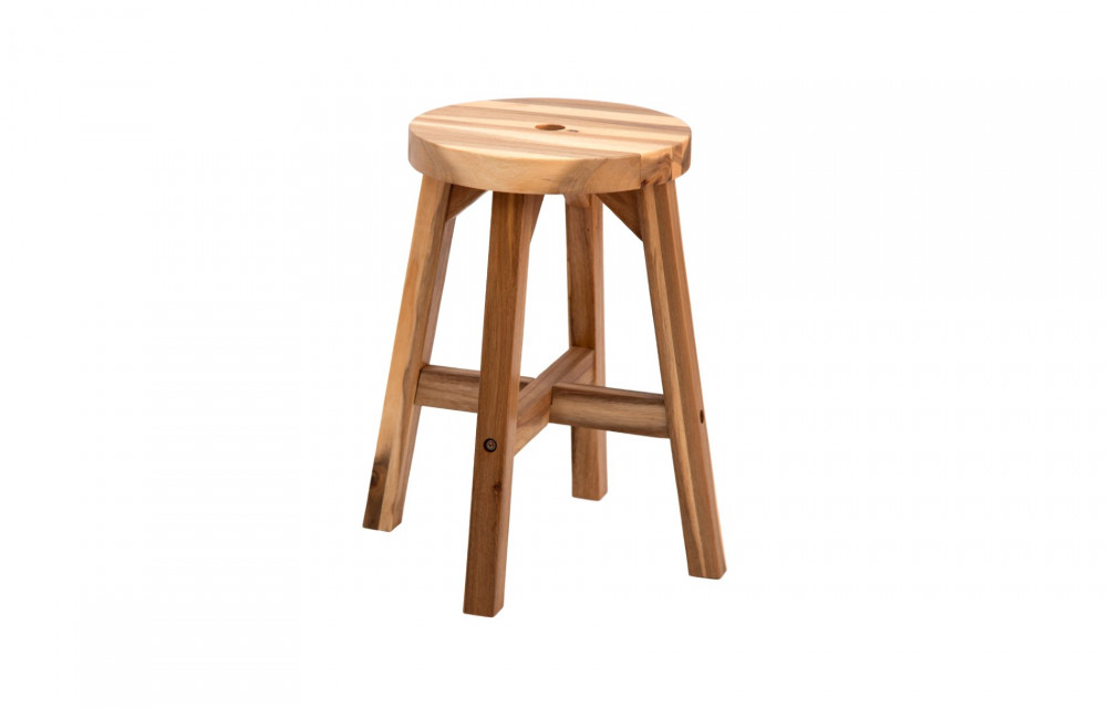 Round Top Acacia Wood Stool Natural Color