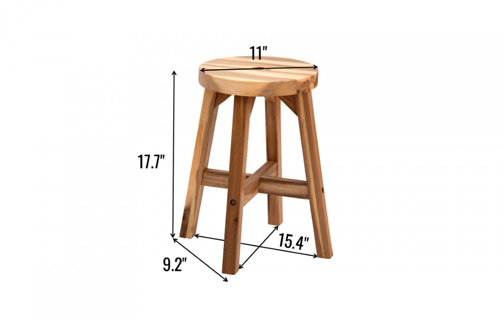 Round Top Acacia Wood Stool Natural Color