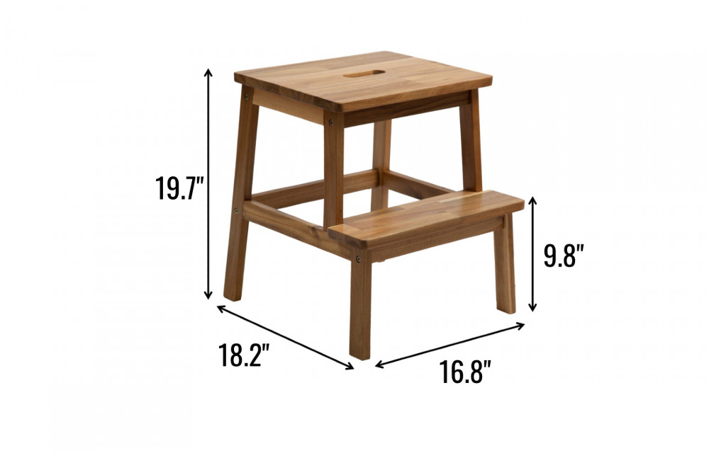 Rectangular Two Steps Stool Natural Color