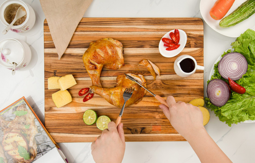 Rectangular Real Teak Cutting Board 24x17x1.5 IN