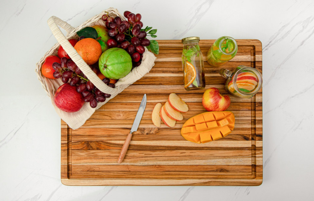 Rectangular Real Teak Cutting Board 22x16x1.25 IN