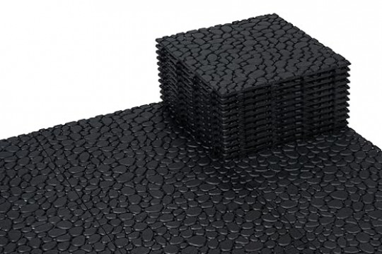 BEEFURNI Black Stone Plastic Deck Tiles Interlocking Floor Tiles (12PCS) 12" x 12"