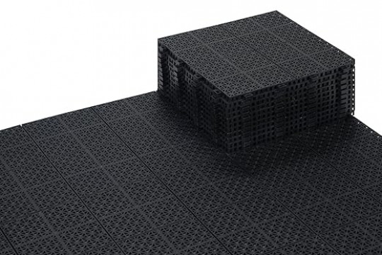 BEEFURNI Black Plastic Deck Tiles Interlocking Floor Tiles (12PCS) 12" x 12"
