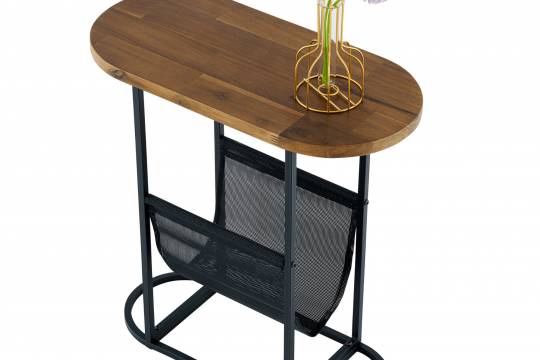 BEEFURNI Acacia Oval Small Side Tables Living Room Small Space With Magazines Organizer Storage Space