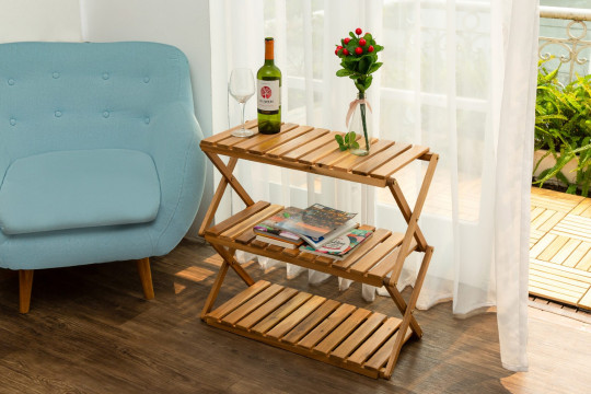 Rectangular 3 Tier Acacia Wood Rack Natural Color