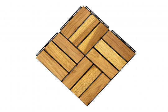 BEEFURNI 12” x 12” Square Yellow Acacia Hardwood Interlocking Flooring Wood Tiles 12 Slats